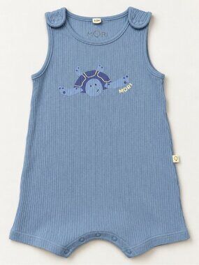 MORI Baby Turtle Ribbed Romper 9–12M – Bamboo Organic Cotton